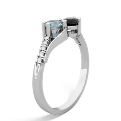 Aquamarine Infinity Pave Two Stone 14K White Gold ring R5285