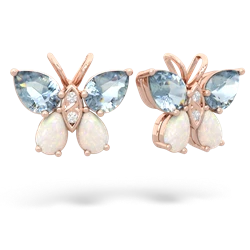 Aquamarine Butterfly 14K Rose Gold earrings E2215