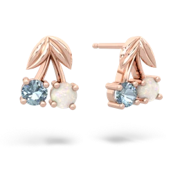 Aquamarine Sweet Cherries 14K Rose Gold earrings E7001