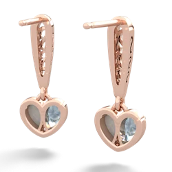 Aquamarine Filligree Heart 14K Rose Gold earrings E5070