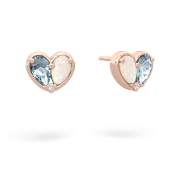 Aquamarine 'Our Heart' 14K Rose Gold earrings E5072