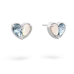 Aquamarine 'Our Heart' 14K White Gold earrings E5072