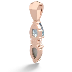 Aquamarine Bowtie Drop 14K Rose Gold pendant P0865