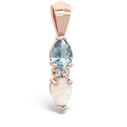 Aquamarine Bowtie Drop 14K Rose Gold pendant P0865