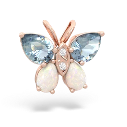 Aquamarine Butterfly 14K Rose Gold pendant P2215