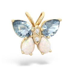 Aquamarine Butterfly 14K Yellow Gold pendant P2215