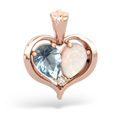 Aquamarine Two Become One 14K Rose Gold pendant P5330