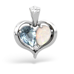 Aquamarine Two Become One 14K White Gold pendant P5330