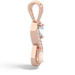 Aquamarine Diamond Infinity 14K Rose Gold pendant P5390