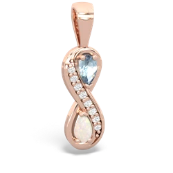 Aquamarine Diamond Infinity 14K Rose Gold pendant P5390