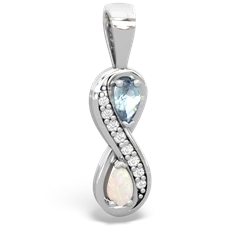 Aquamarine Diamond Infinity 14K White Gold pendant P5390