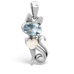 Aquamarine Kitten 14K White Gold pendant P5780