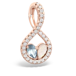 Aquamarine Pave Twist 'One Heart' 14K Rose Gold pendant P5360