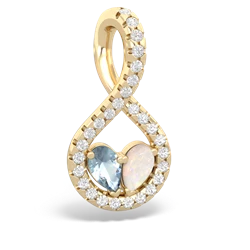 Aquamarine Pave Twist 'One Heart' 14K Yellow Gold pendant P5360