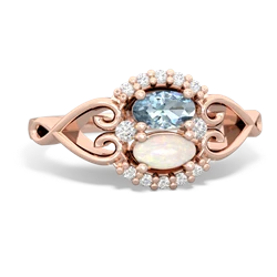 Aquamarine Love Nest 14K Rose Gold ring R5860