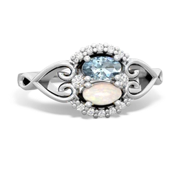 Aquamarine Love Nest 14K White Gold ring R5860