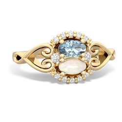 Aquamarine Love Nest 14K Yellow Gold ring R5860