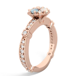 Aquamarine Sparkling Tiara Cluster 14K Rose Gold ring R26293RD