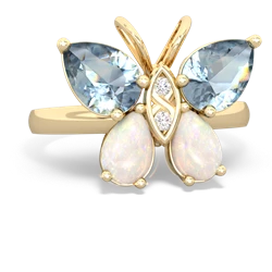 Aquamarine Butterfly 14K Yellow Gold ring R2215