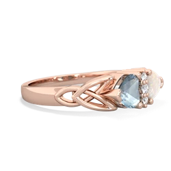 Aquamarine Celtic Knot Double Heart 14K Rose Gold ring R5040