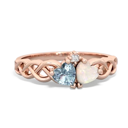 Aquamarine Heart To Heart Braid 14K Rose Gold ring R5870