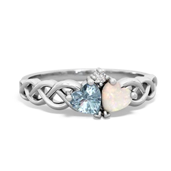 Aquamarine Heart To Heart Braid 14K White Gold ring R5870