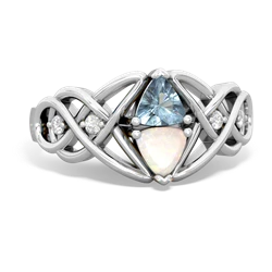 Aquamarine Keepsake Celtic Knot 14K White Gold ring R5300