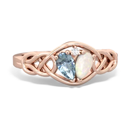 Aquamarine Celtic Love Knot 14K Rose Gold ring R5420