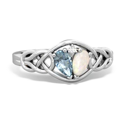 Aquamarine Celtic Love Knot 14K White Gold ring R5420