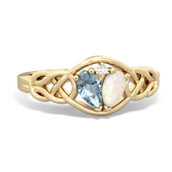 Aquamarine Celtic Love Knot 14K Yellow Gold ring R5420