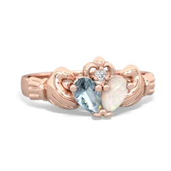 Aquamarine 'Our Heart' Claddagh 14K Rose Gold ring R2388