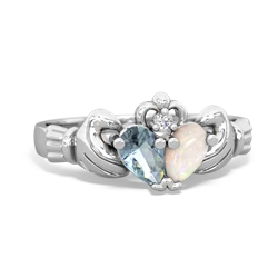 Aquamarine 'Our Heart' Claddagh 14K White Gold ring R2388