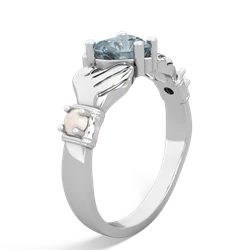 Aquamarine Claddagh Keepsake 14K White Gold ring R5245