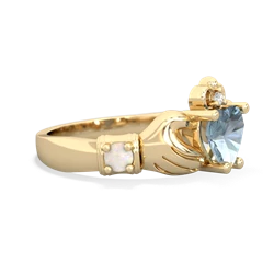 Aquamarine Claddagh Keepsake 14K Yellow Gold ring R5245