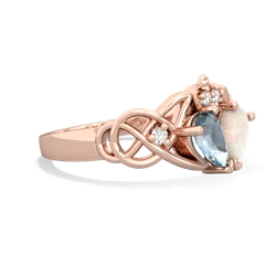 Aquamarine 'One Heart' Celtic Knot Claddagh 14K Rose Gold ring R5322