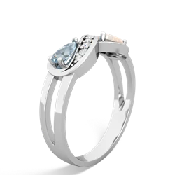 Aquamarine Diamond Infinity 14K White Gold ring R5390