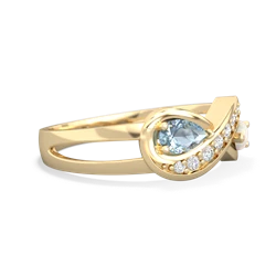 Aquamarine Diamond Infinity 14K Yellow Gold ring R5390