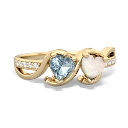 Aquamarine Side By Side 14K Yellow Gold ring R3090