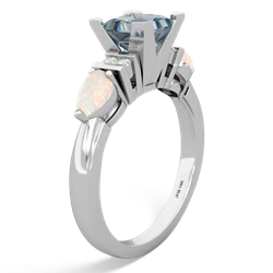 Aquamarine 6Mm Princess Eternal Embrace Engagement 14K White Gold ring C2002