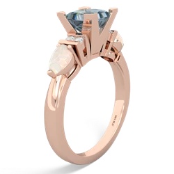 Aquamarine 6Mm Princess Eternal Embrace Engagement 14K Rose Gold ring C2002