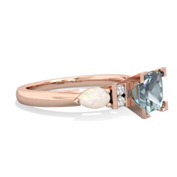 Aquamarine 6Mm Princess Eternal Embrace Engagement 14K Rose Gold ring C2002