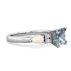 Aquamarine 6Mm Princess Eternal Embrace Engagement 14K White Gold ring C2002