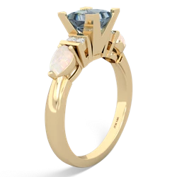 Aquamarine 6Mm Princess Eternal Embrace Engagement 14K Yellow Gold ring C2002