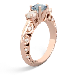 Aquamarine Art Deco Eternal Embrace Engagement 14K Rose Gold ring C2003