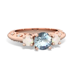 Aquamarine Art Deco Eternal Embrace Engagement 14K Rose Gold ring C2003