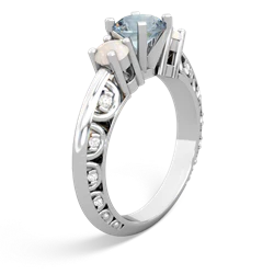 Aquamarine Art Deco Eternal Embrace Engagement 14K White Gold ring C2003