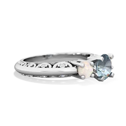 Aquamarine Art Deco Eternal Embrace Engagement 14K White Gold ring C2003