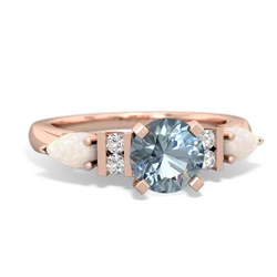 Aquamarine 6Mm Round Eternal Embrace Engagement 14K Rose Gold ring R2005