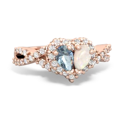 Aquamarine Diamond Twist 'One Heart' 14K Rose Gold ring R2640HRT