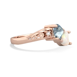 Aquamarine Snuggling Hearts 14K Rose Gold ring R2178